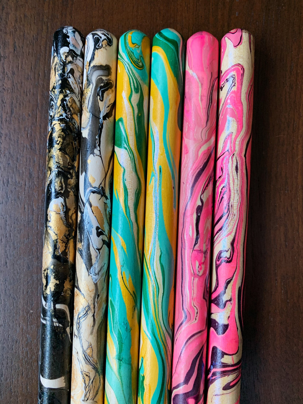 Custom Drumsticks, Personalized Gift, Band Camp Buddies, Maple 5A, Marbleized, Hand-painted Marble Hydro-dipped, (Custom Colors), Set of 2