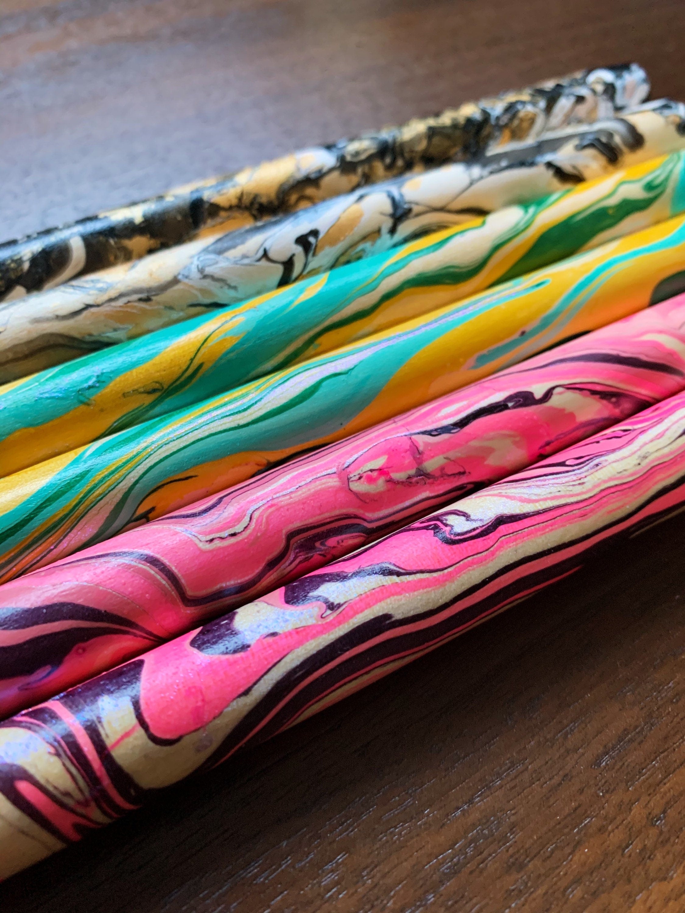 Custom Drumsticks, Personalized Gift, Band Camp Buddies, Maple 5A, Marbleized, Hand-painted Marble Hydro-dipped, (Custom Colors), Set of 2