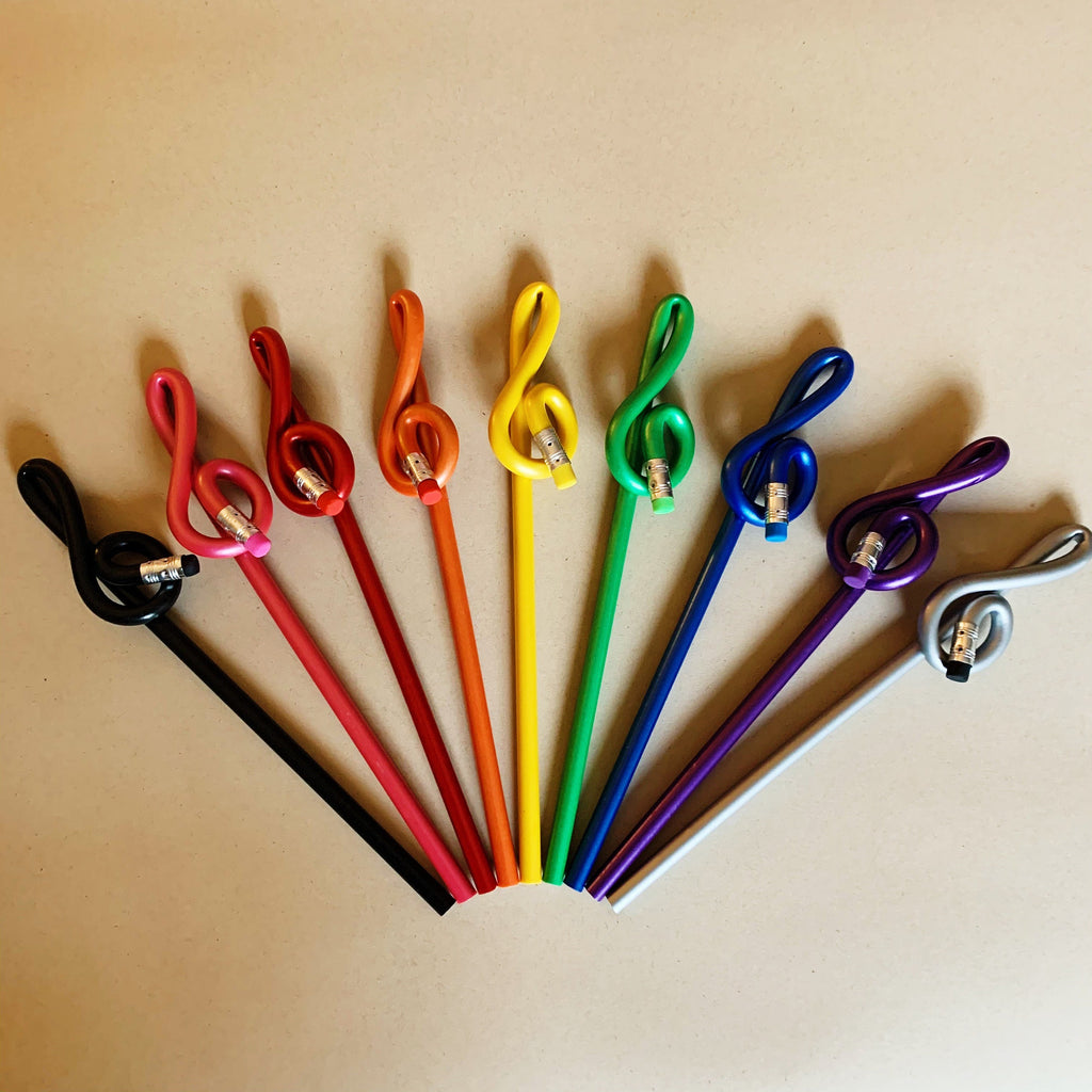 Music Note Treble Clef, Twisted Graphite Pencil with Eraser, Band Camp Buddies, Kawaii Stationery, Available in 9 Vibrant Colors