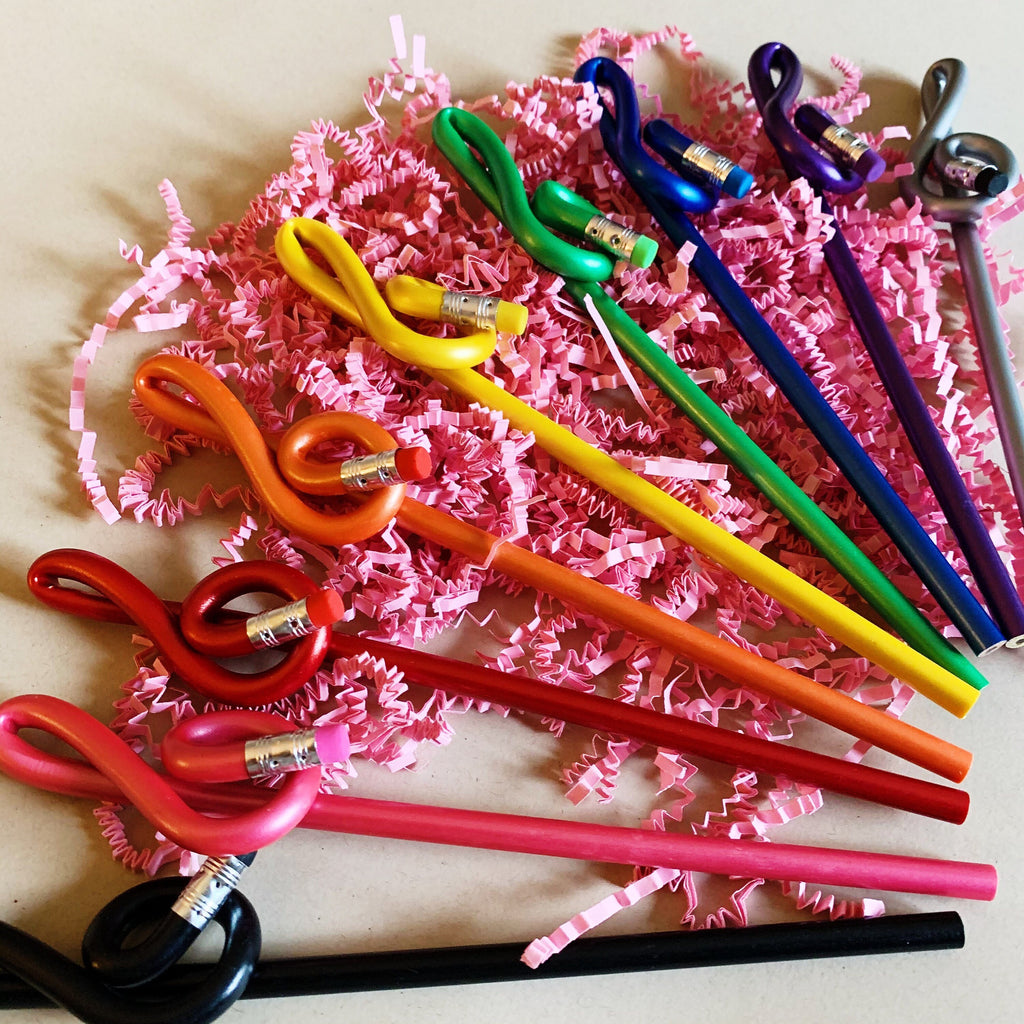 Music Note Treble Clef, Twisted Graphite Pencil with Eraser, Band Camp Buddies, Kawaii Stationery, Available in 9 Vibrant Colors