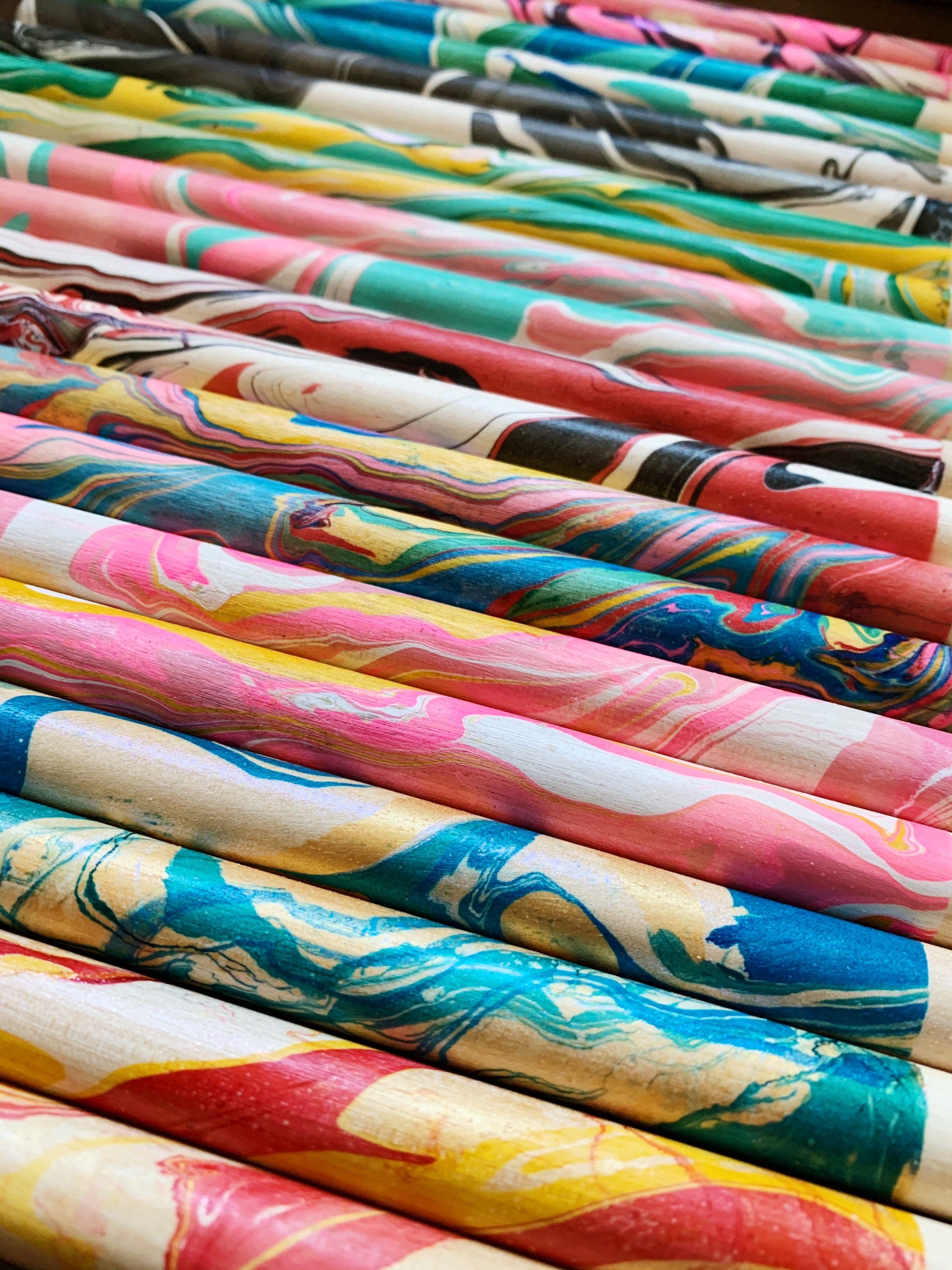 Custom Drumsticks, Personalized Gift, Band Camp Buddies, Maple 5A, Marbleized, Hand-painted Marble Hydro-dipped, (Custom Colors), Set of 2