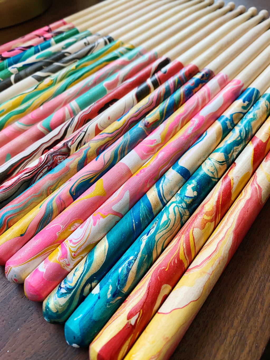 Custom Drumsticks, Personalized Gift, Band Camp Buddies, Maple 5A, Marbleized, Hand-painted Marble Hydro-dipped, (Custom Colors), Set of 2