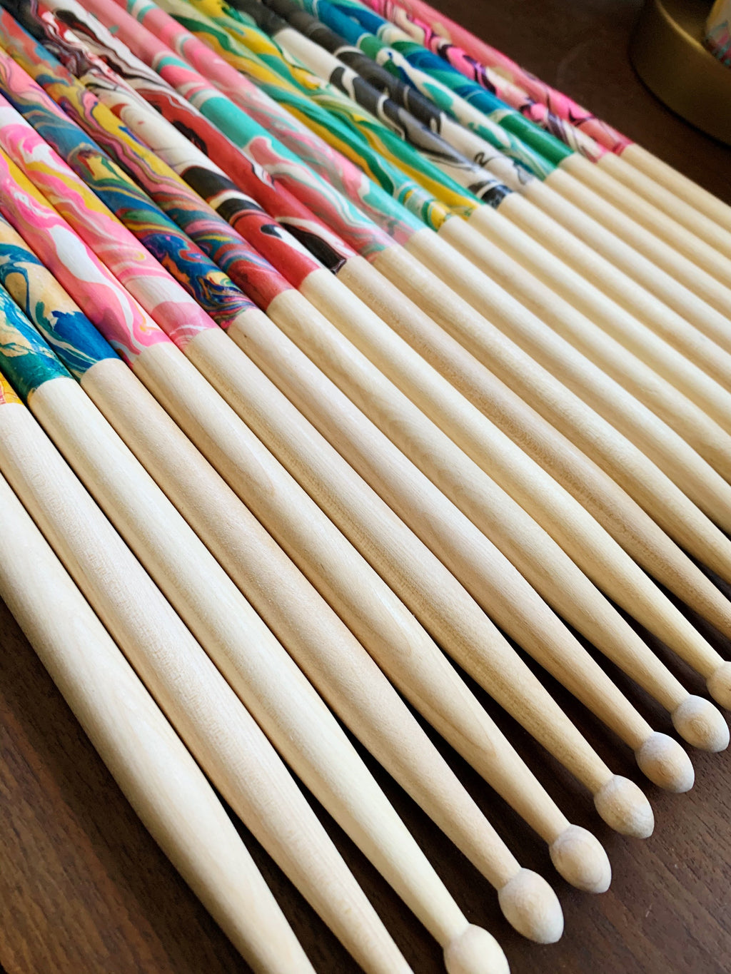 Custom Drumsticks, Personalized Gift, Band Camp Buddies, Maple 5A, Marbleized, Hand-painted Marble Hydro-dipped, (Custom Colors), Set of 2