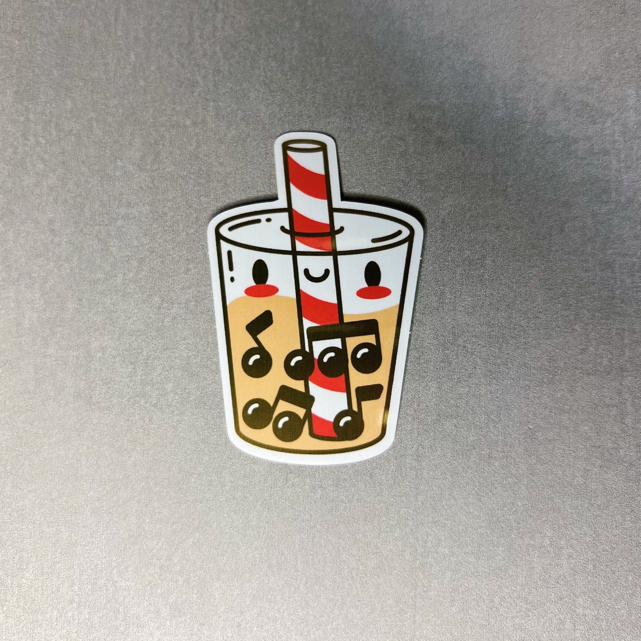 Honey Boba, Musical Milk Tea by Band Camp Buddies, 2.5" Dark Gold Metallic Foil, Waterproof Sticker