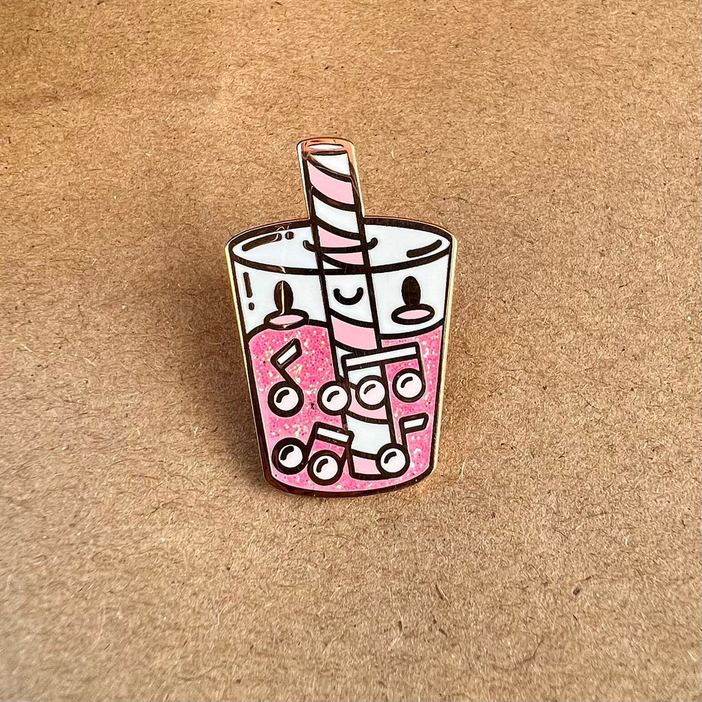Boba Enamel Pin, Musical Milk Tea, Hard Enamel Pins, by Band Camp Buddies