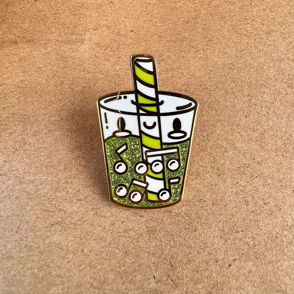 Boba Enamel Pin, Musical Milk Tea, Hard Enamel Pins, by Band Camp Buddies