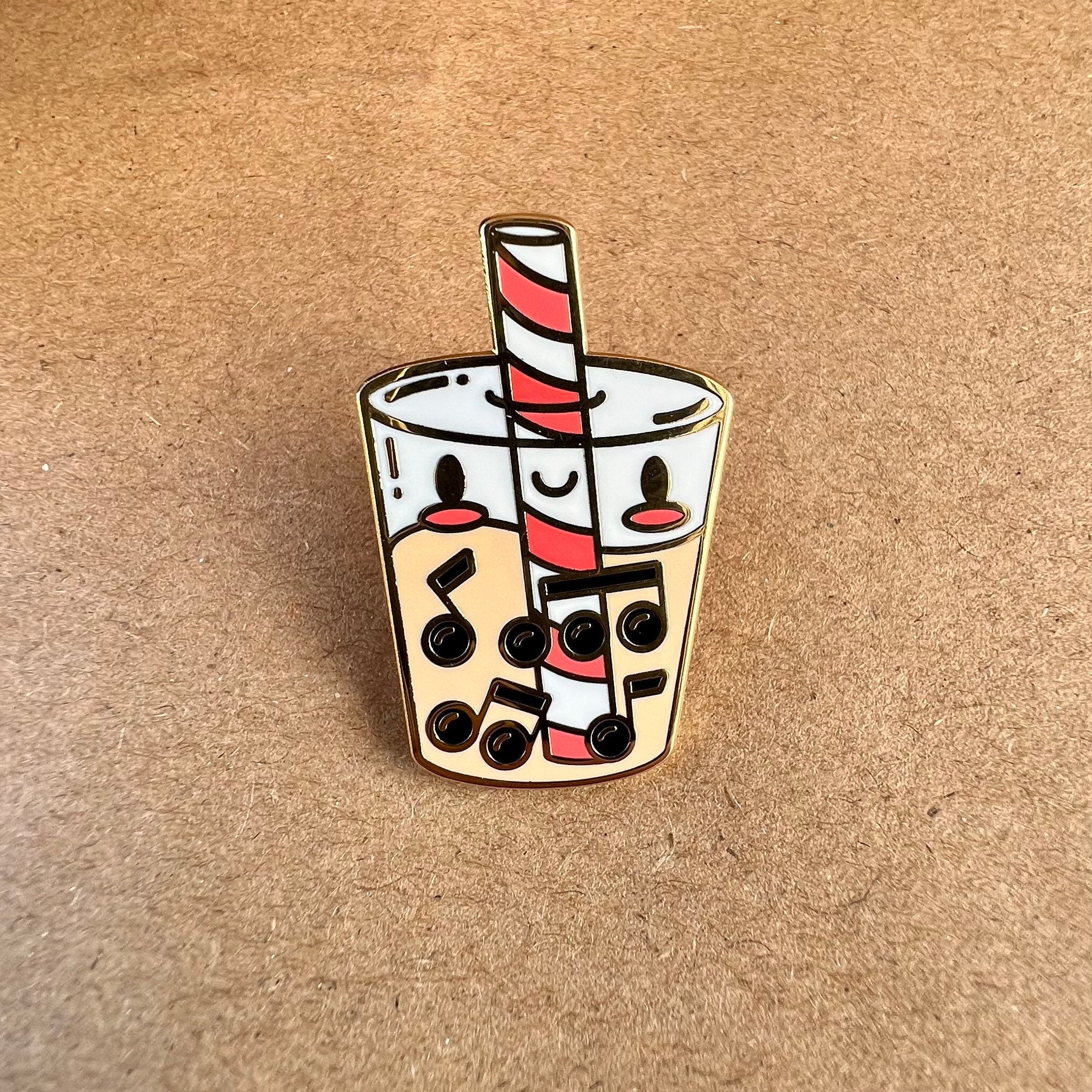 Boba Enamel Pin, Musical Milk Tea, Hard Enamel Pins, by Band Camp Buddies