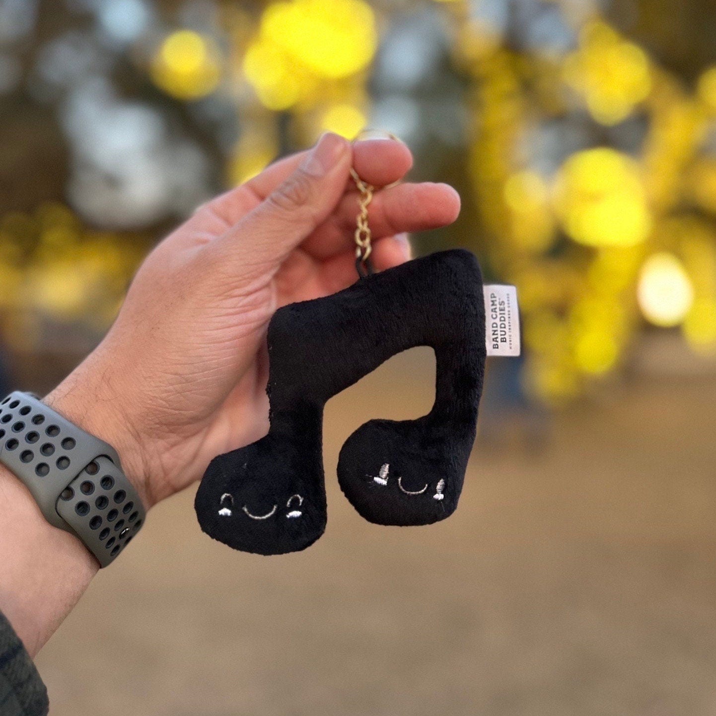 Plush Keychain, Music Note (Classic Black) by Band Camp Buddies