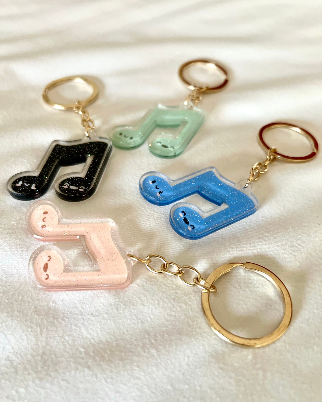 Music Note Acrylic Glitter Gold Keychain by Band Camp Buddies