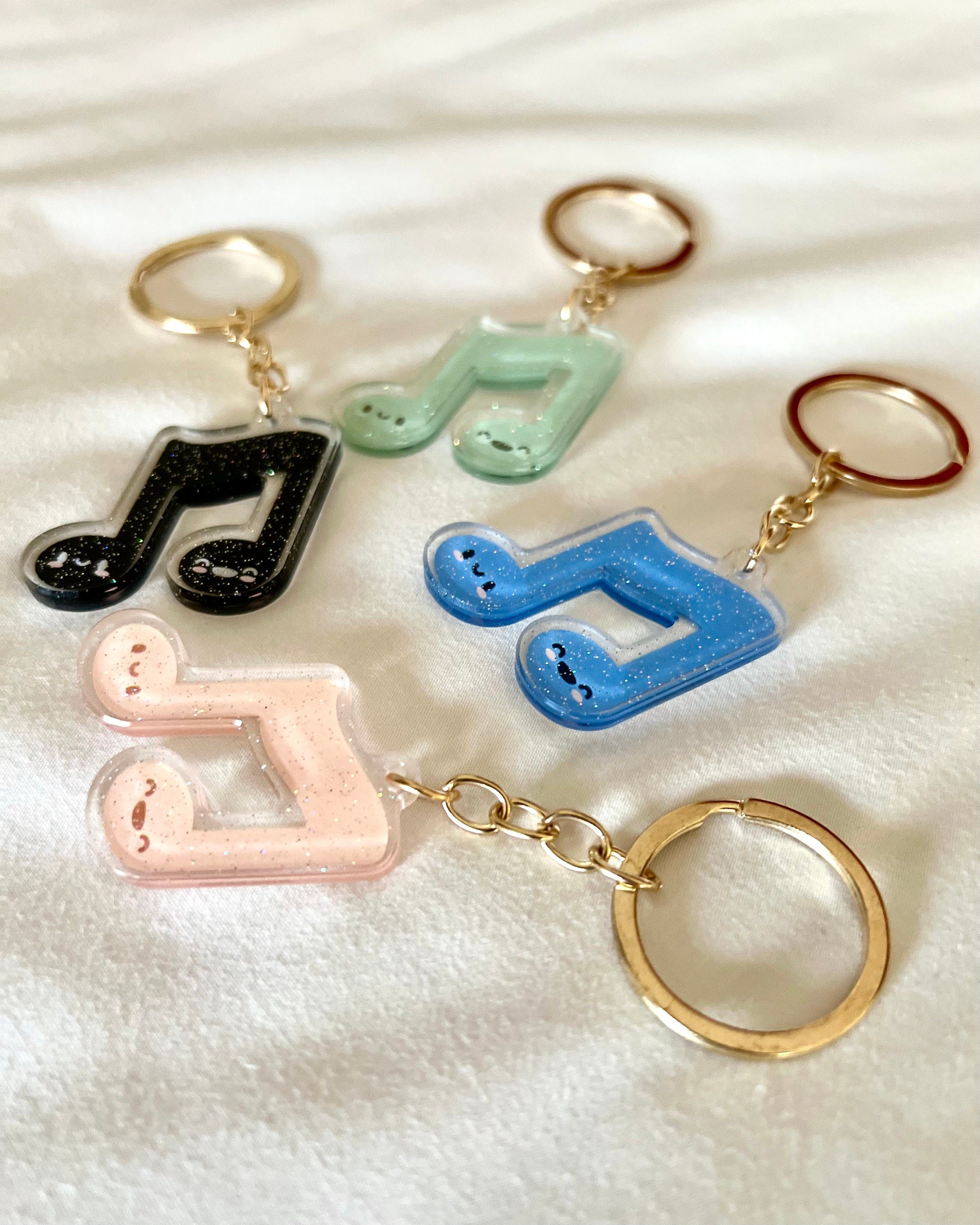 Music Note Acrylic Glitter Gold Keychain by Band Camp Buddies