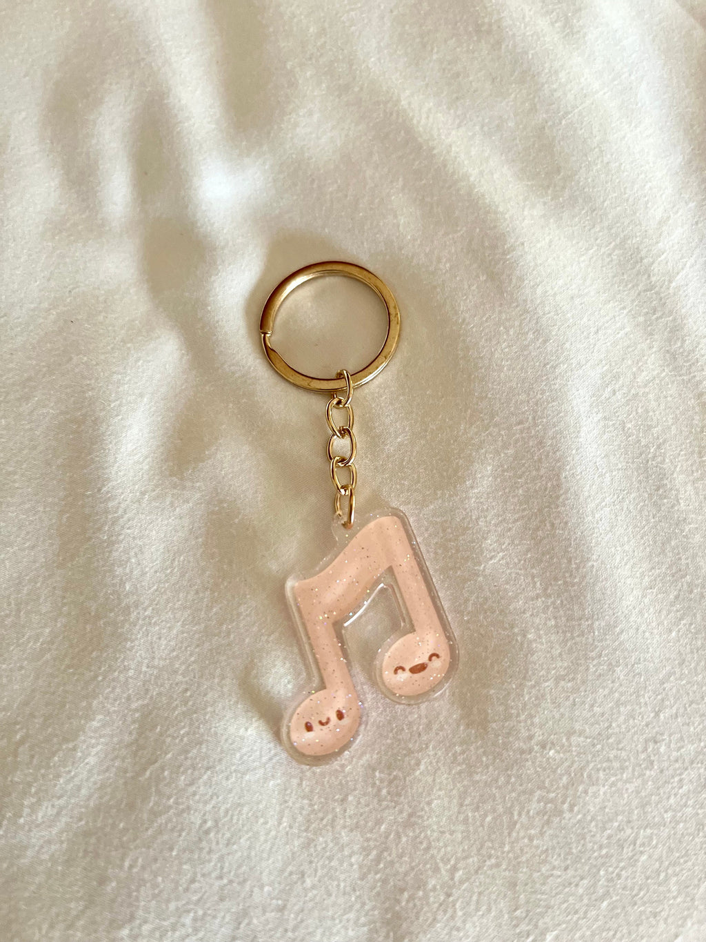 Music Note Acrylic Glitter Gold Keychain by Band Camp Buddies