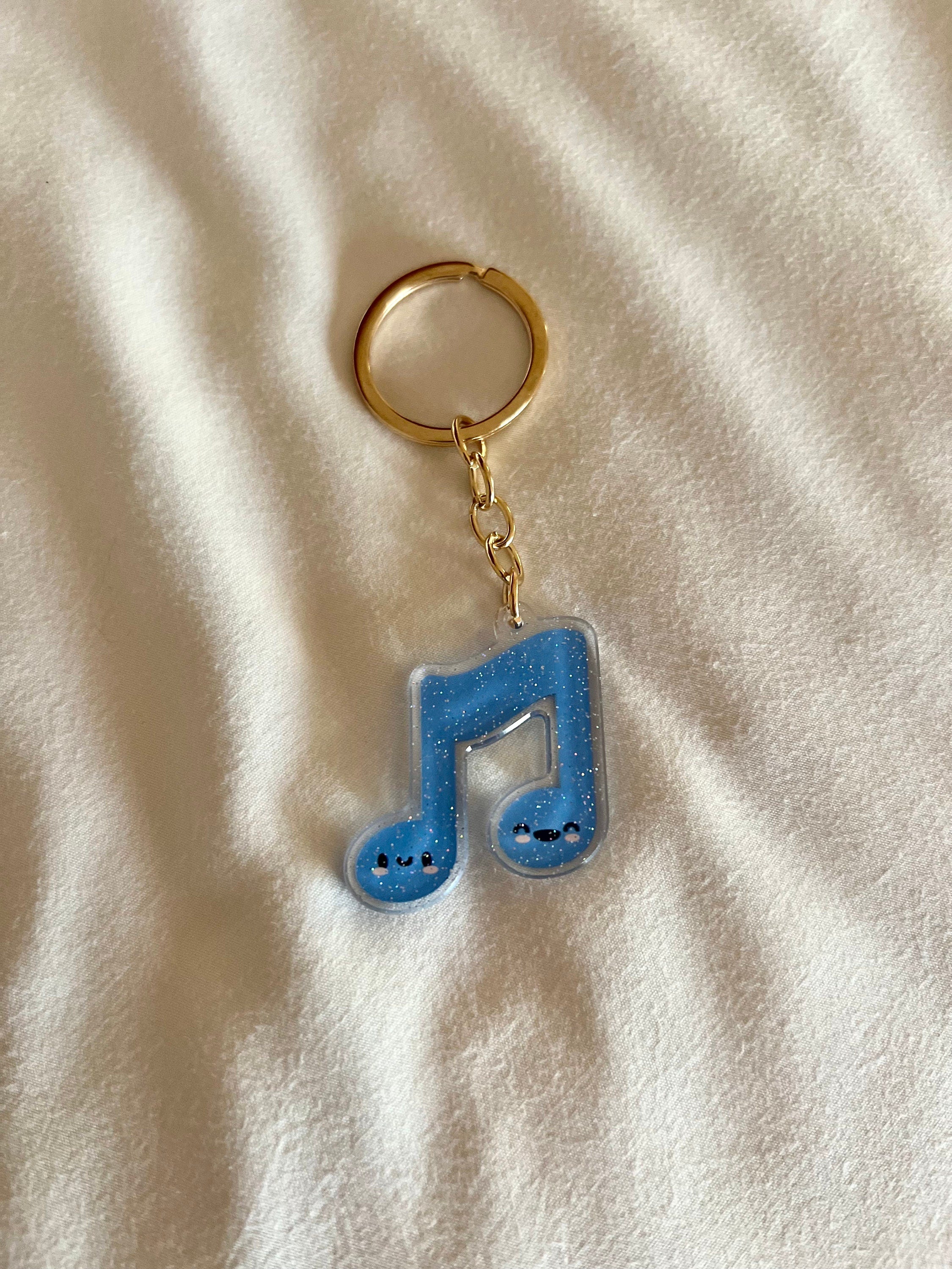 Music Note Acrylic Glitter Gold Keychain by Band Camp Buddies