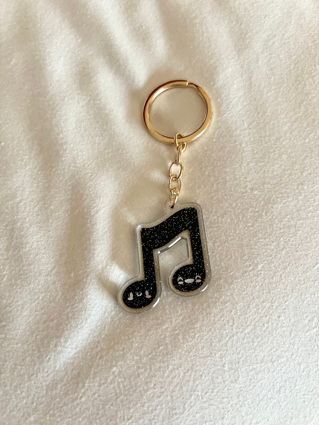 Music Note Acrylic Glitter Gold Keychain by Band Camp Buddies