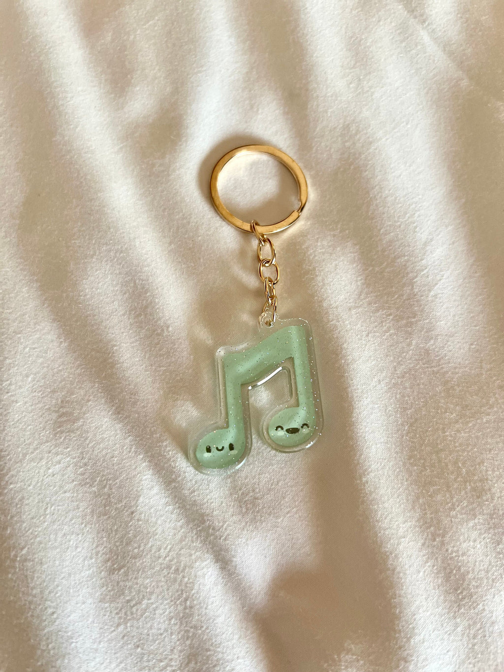 Music Note Acrylic Glitter Gold Keychain by Band Camp Buddies