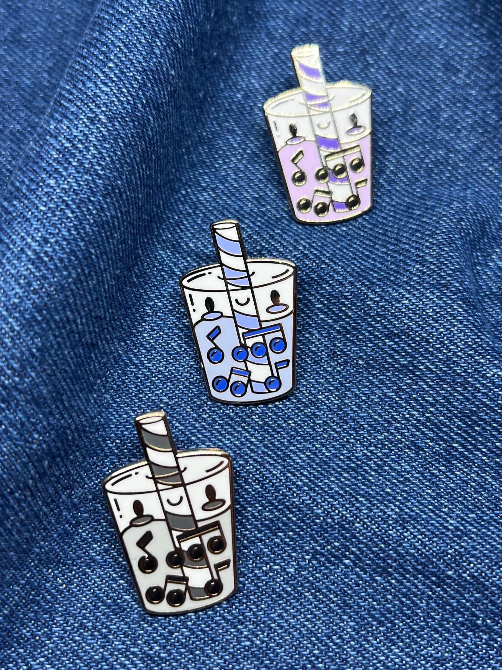 Boba Musical Milk Tea Pins, Fall Collection, Hard Enamel Pins, Limited Edition, by Band Camp Buddies
