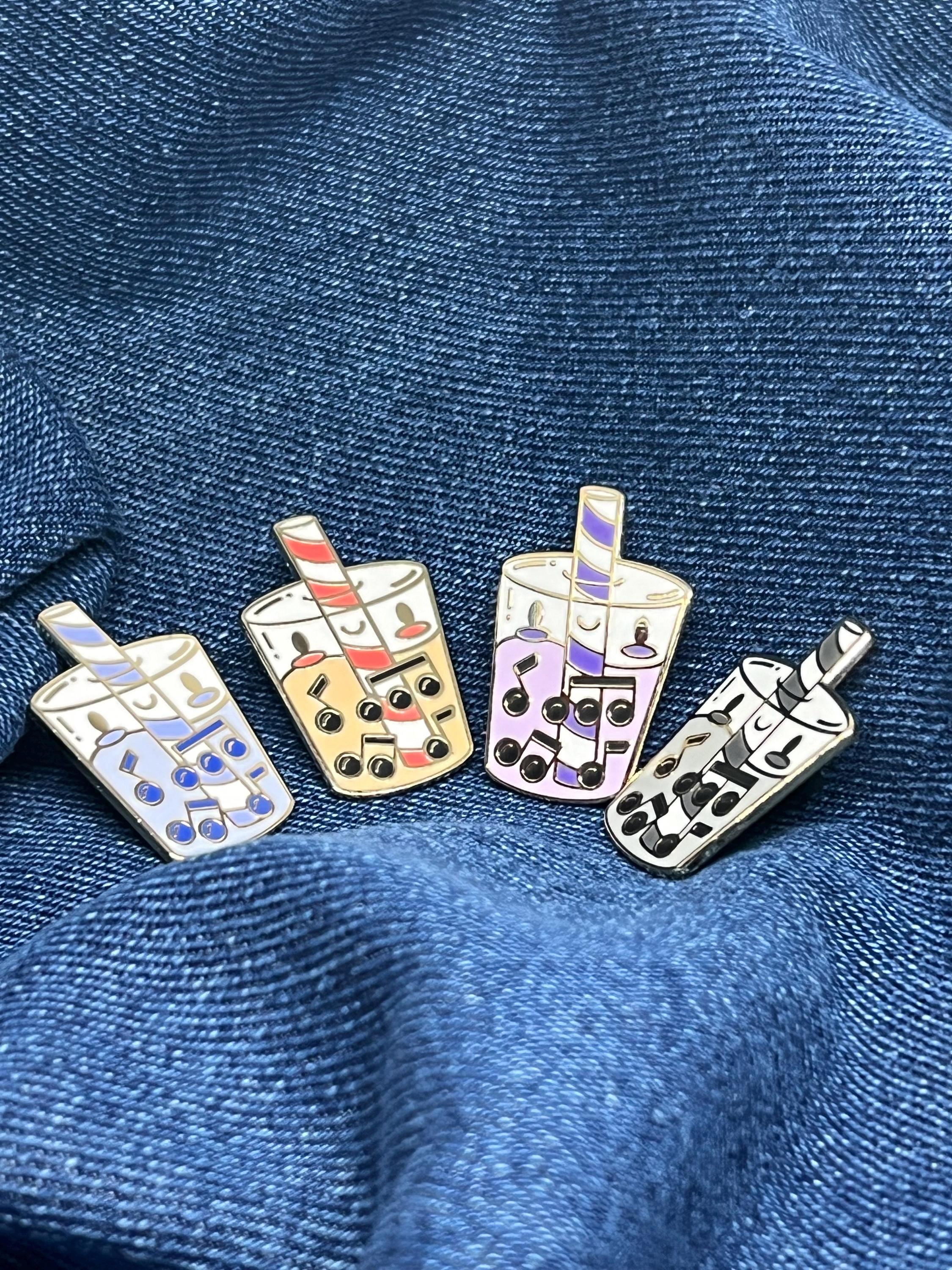 Boba Musical Milk Tea Pins, Fall Collection, Hard Enamel Pins, Limited Edition, by Band Camp Buddies