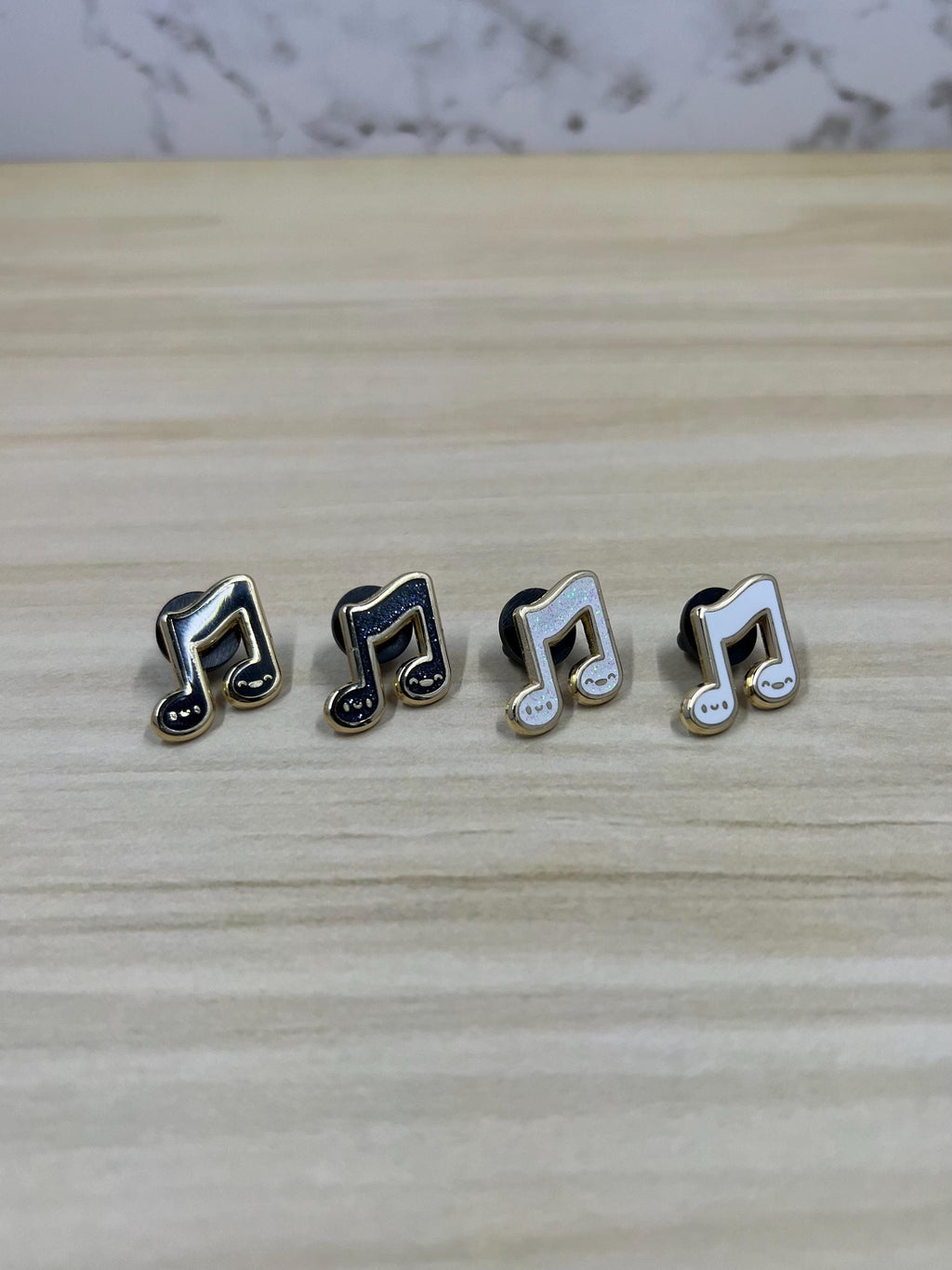 Black & White Collection, Music Note Hard Enamel Pin, 3/4 inch, by Band Camp Buddies,