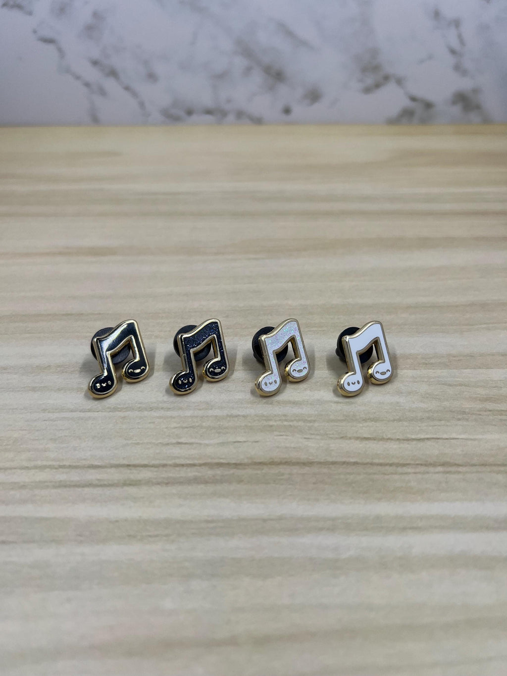 Black & White Collection, Music Note Hard Enamel Pin, 3/4 inch, by Band Camp Buddies,