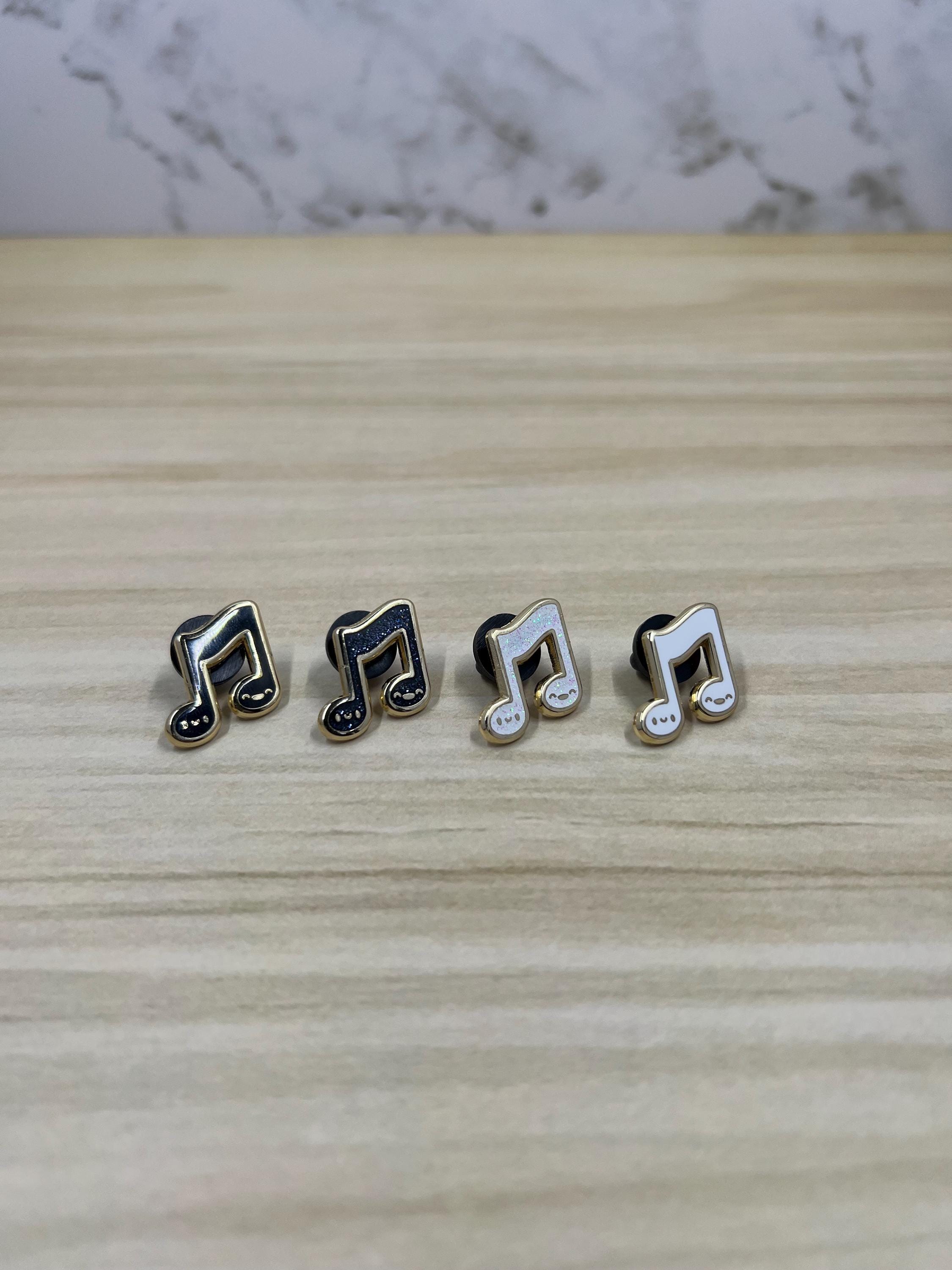 Black & White Collection, Music Note Hard Enamel Pin, 3/4 inch, by Band Camp Buddies,