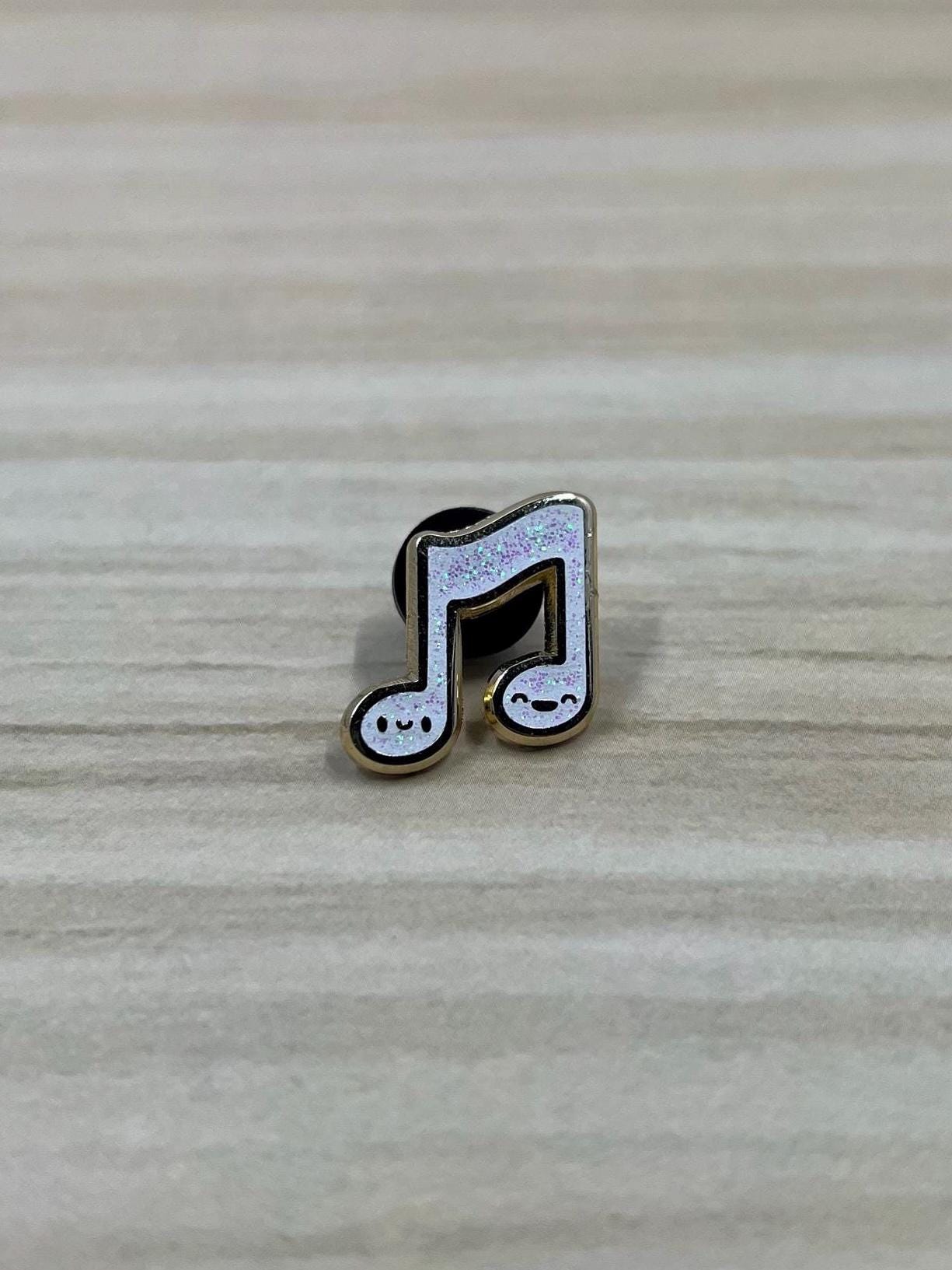 Black & White Collection, Music Note Hard Enamel Pin, 3/4 inch, by Band Camp Buddies,