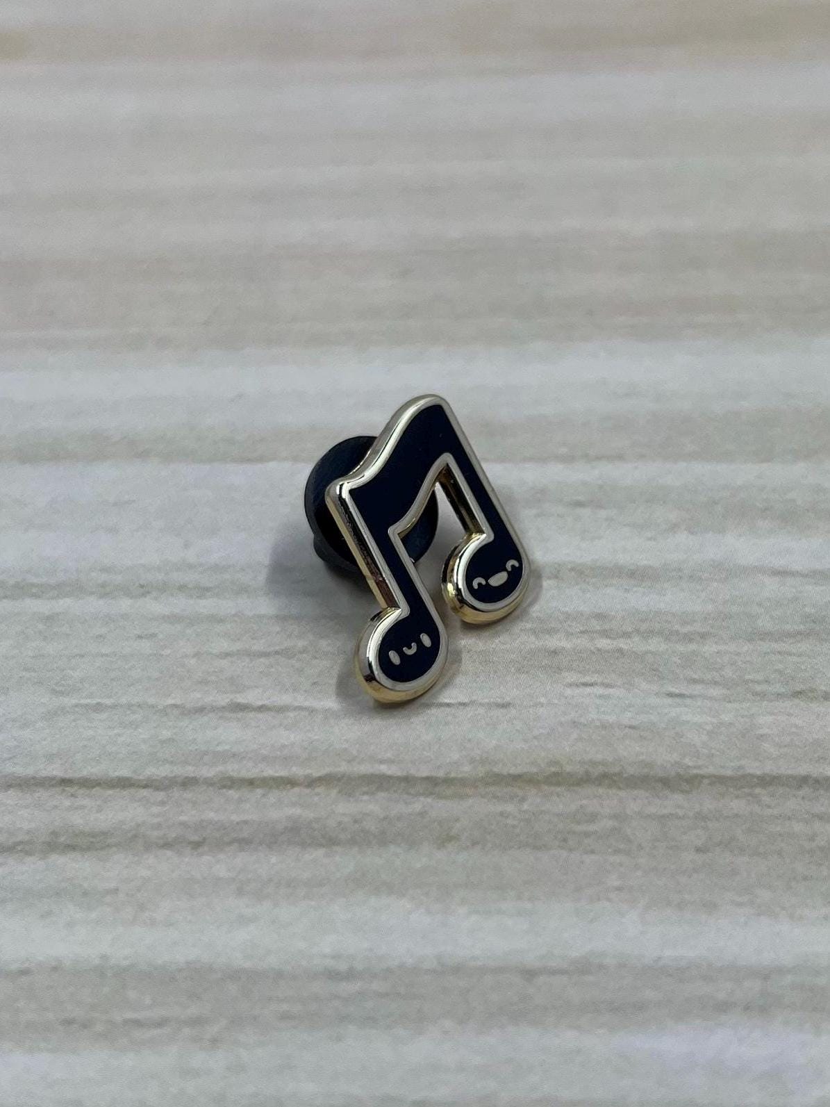 Black & White Collection, Music Note Hard Enamel Pin, 3/4 inch, by Band Camp Buddies,