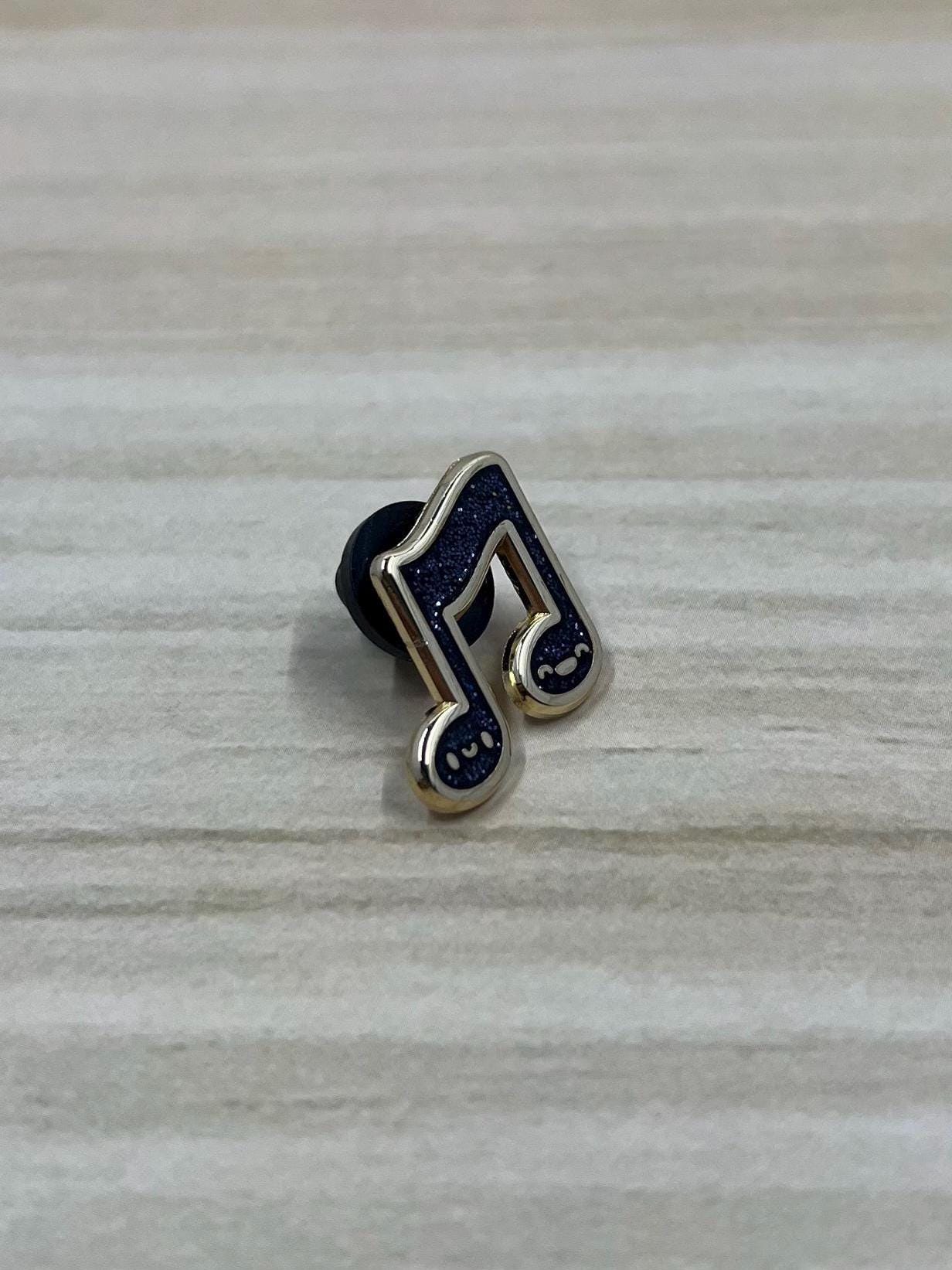 Black & White Collection, Music Note Hard Enamel Pin, 3/4 inch, by Band Camp Buddies,